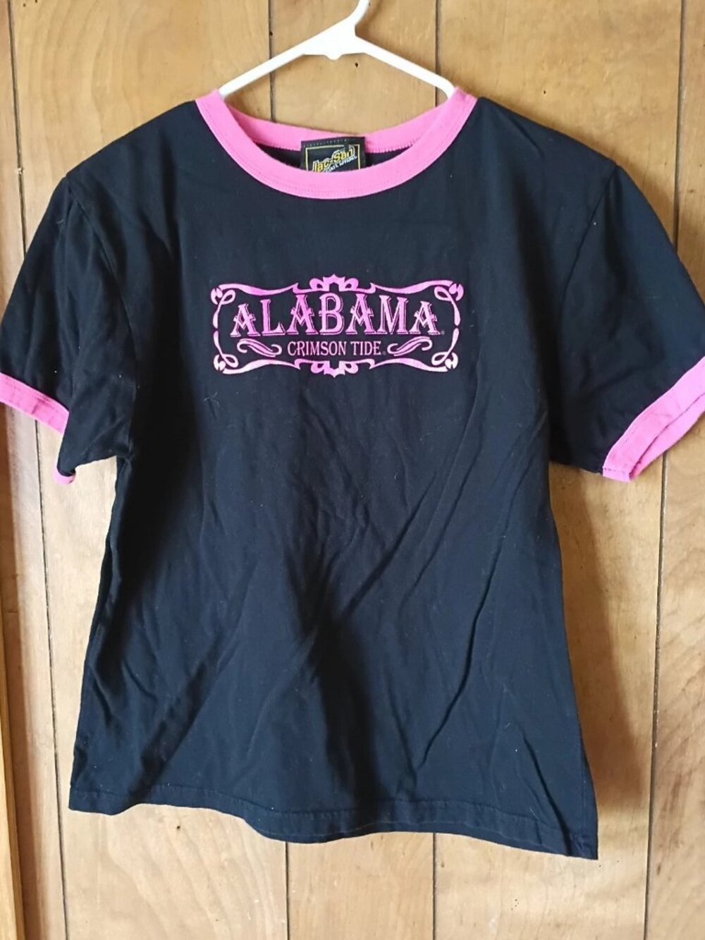 Jac-San Alabama Crimson Tide Ringer T-Shirt Women’s XL Black Pink Pre-Shrunk